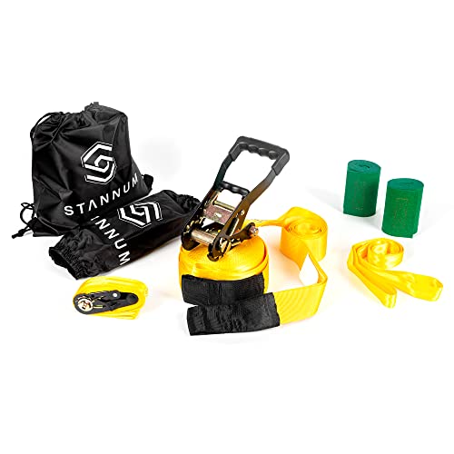 Stannum Slackline-Set mit Baumschutz und Trainingsleine (15,5 m, Nylon) - Slack Line zum Outdoor Balancieren für Kinder und Erwachsene - Slaglines Stannum Slackline-Set mit Baumschutz und Trainingsleine (15,5 m, Nylon) - Slack Line zum Outdoor Balancieren für Kinder und Erwachsene - Slaglines