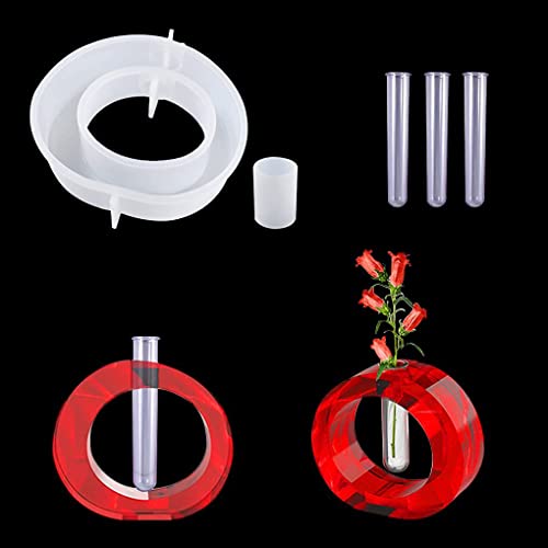FineInno Blumenvase Silikonform, Vase Resin Mold, Pflanzgefäß Gießformen, Vermehrungsstation Epoxidharz Formen fur Hydroponik Pflanzen Stecklinge Garten Tischdeko Deko (Irregular Round)