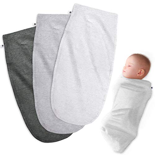 Image of Henry Hunter Baby Swaddle Sack | The Simple Swaddle | Soft Stretchy Cotton for Newborns 0-3 Months | Blankets for Baby Boy, Pack of 3, White | Light | Dark Heather