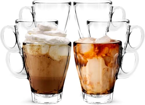 LEMONSODA Glass Coffee Cup - Great for Americano, Latte, Coffee, Iced Coffee, Tea - Coffee Mugs with Handles - Quality Glass Mugs for Drinks - Houswarming Gifts for Family - 12oz (Set of 48)