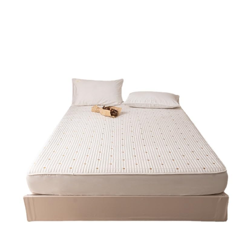 FCLDESHOP Transpirable,Protector De Colchón De Pañales Impermeable Acolchado De Algodón Puro, Adecuado para Colchones De 12"/30 Cm De Profundidad,Blanco,200 * 220cm+30cm
