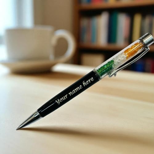 Image of LASER ART Personalized Tricolor Pen with Name Engraving | 0.4 mm Black Metal Ball Pen | Premium Gift Box | Corporate, Student & Office Writing Pen | Smooth Refillable Ink