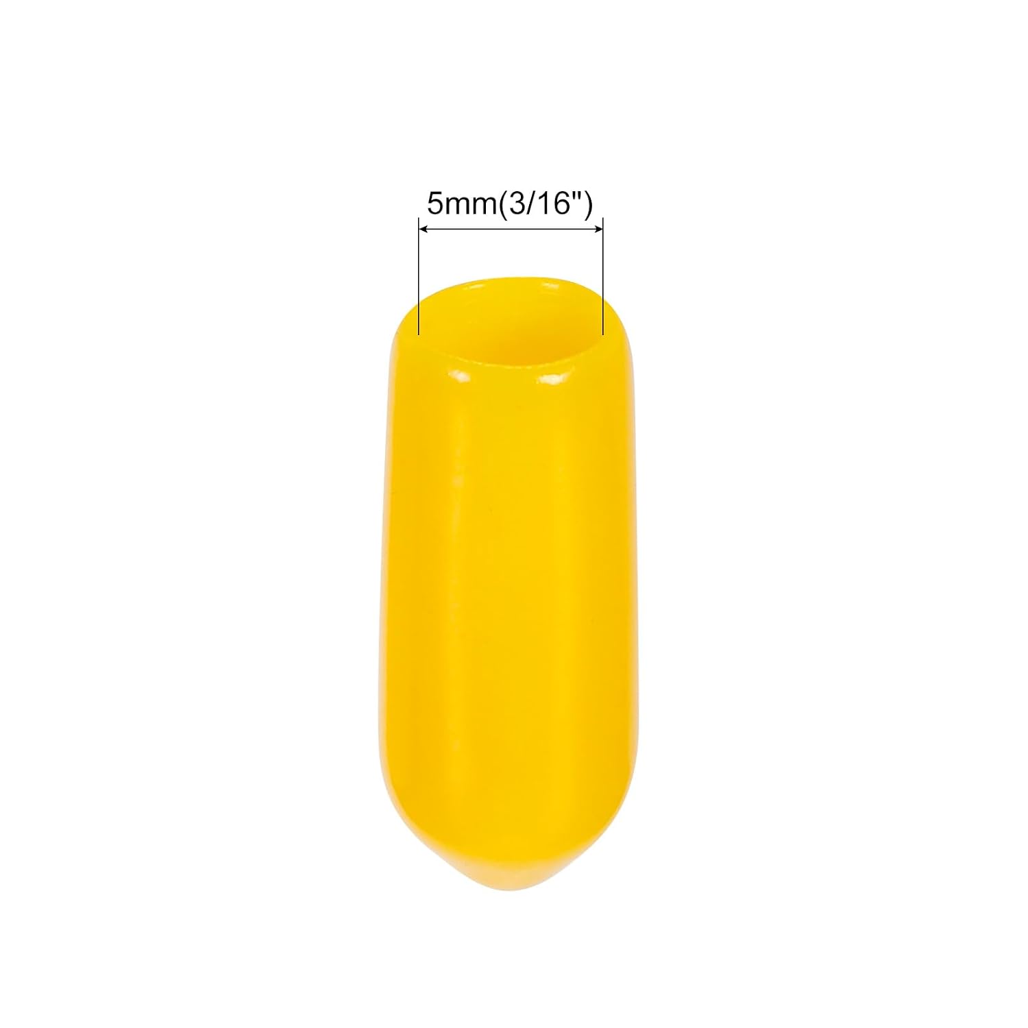 MECCANIXITY 50pcs 3/16 inch(5mm) Rubber End Caps Cover PVC Vinyl Screw Thread Protector Round Wire Shelf Caps for Screw Bolt Pipe Fence Post, Yellow