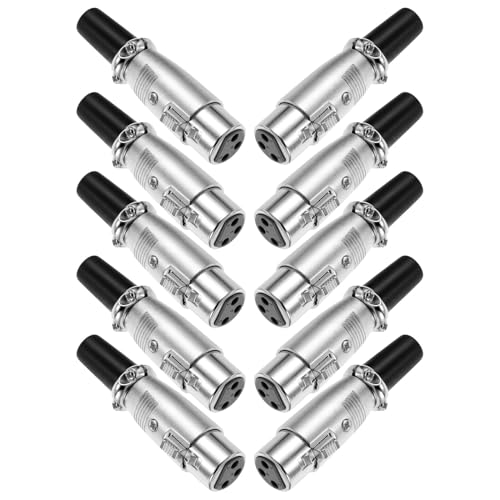 Conector XLR hembra con tres terminales metálicos para cables de micrófono de alta fidelidad