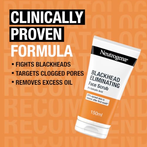 Neutrogena Blackhead Eliminating Face Scrub (1x 150ml), Gentle Face Care with 2% Salicylic Acid, Oil-Free Exfoliator to Help Reduce Blackheads from Day 1, Suitable for Blackhead-Prone Skin