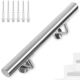 FREEAMG Edelstahl-Handlauf, 50CM Treppengeländer, Geländer mit 42 mm Durchmesser, Wandmontierter Handlauf mit Wandhalterungen und Befestigungselementen, Geeignet für Innen/Außenbereich