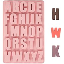 1 Pcs 26 Cavities Silicone Alphabet Chocolate Molds, Letter Molds for Chocolate, Candy, Cake, Biscuit, Large Depth, Easy Release and Clean