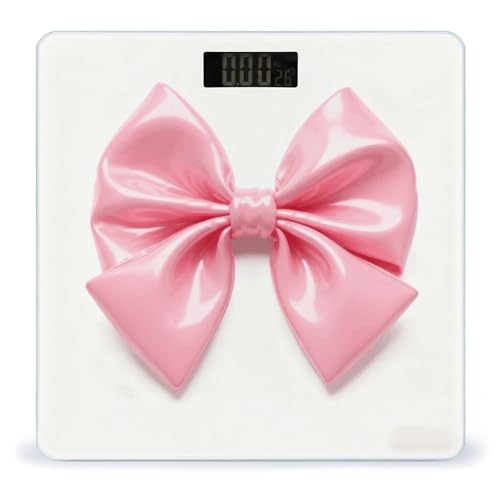 Báscula digital de baño Pink Bow, vidrio templado, pantalla LCD miniatura 1