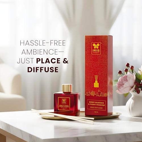 Image of IRIS Home Fragrance Reed Diffuser Set | Floral & Fruity Fragrance Blend | 60ml Long-Lasting Aroma Oil with 6 Reeds | Elegant Home & Office Freshener for a Sophisticated Ambience.