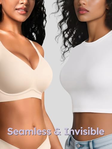 Image of Seamless Wireless Jelly Bras for Women - Lightly Padded Bra with Support, No Underwire Comfortable T-Shirt Bralette