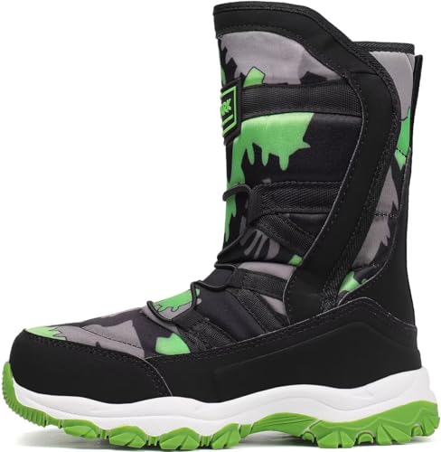 YOLARK Boys Girls Snow Boots Kids Winter Waterproof Slip Boots Outdoor Resistant Cold Weather Warm Shoes（Green Toddler 10） by YOLARK - Image 6