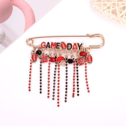 Image of Game Day Brooches for Women Football Brooch Pins Touch Down Brooches Red Black Blue White Team Spirit Accessories Game Day Outfits Football Jewelry Party Favor Gifts