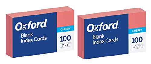 Esselte Oxford 7320CHE - Unruled Index Cards, 3 x 5, Cherry, 2 Pack of 100 Cards