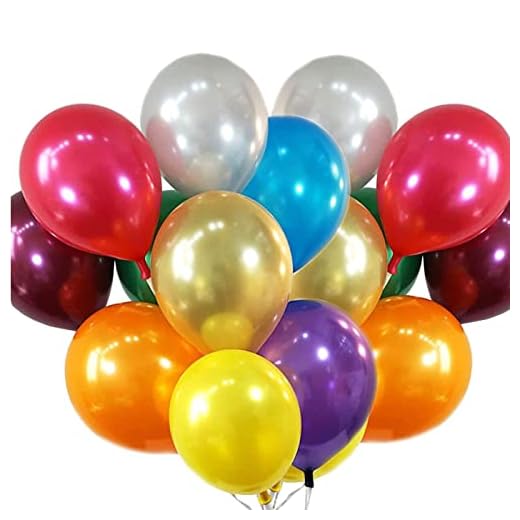 QILZO® 100 unidades Globos de látex Colores Metálicos Fabricado en España, Globos para Fiestas, Bodas, Reuniones, Cumpleaños, Bautizos, Photocall, Decoración