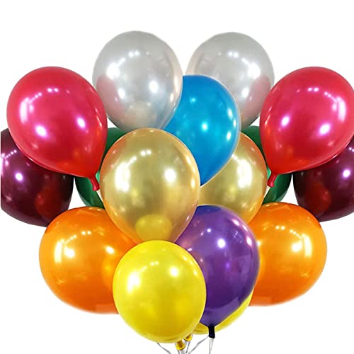 QILZO® 100 unidades Globos de látex Colores Metálicos Fabricado en España, Globos para Fiestas, Bodas, Reuniones, Cumpleaños, Bautizos, Photocall, Decoración