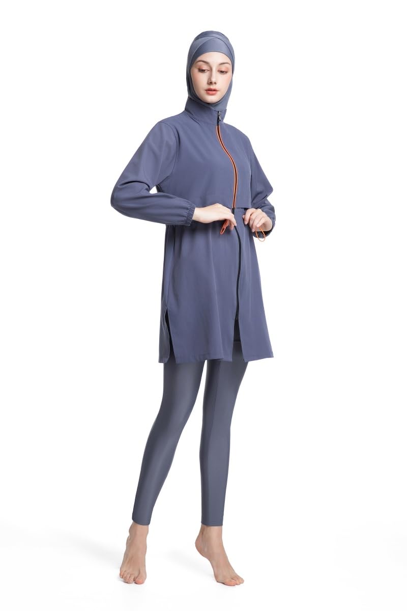 Costume intero coprente donna con cappuccio, maniche lunghe e pantaloni, morbido e ampio,immersione