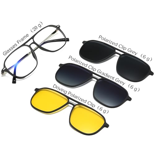 Image of Computer Blue Light Blocking Gaming Glasses Men Polarized Magnetic Clip on Sunglasses for Eyeglasses UV Protection