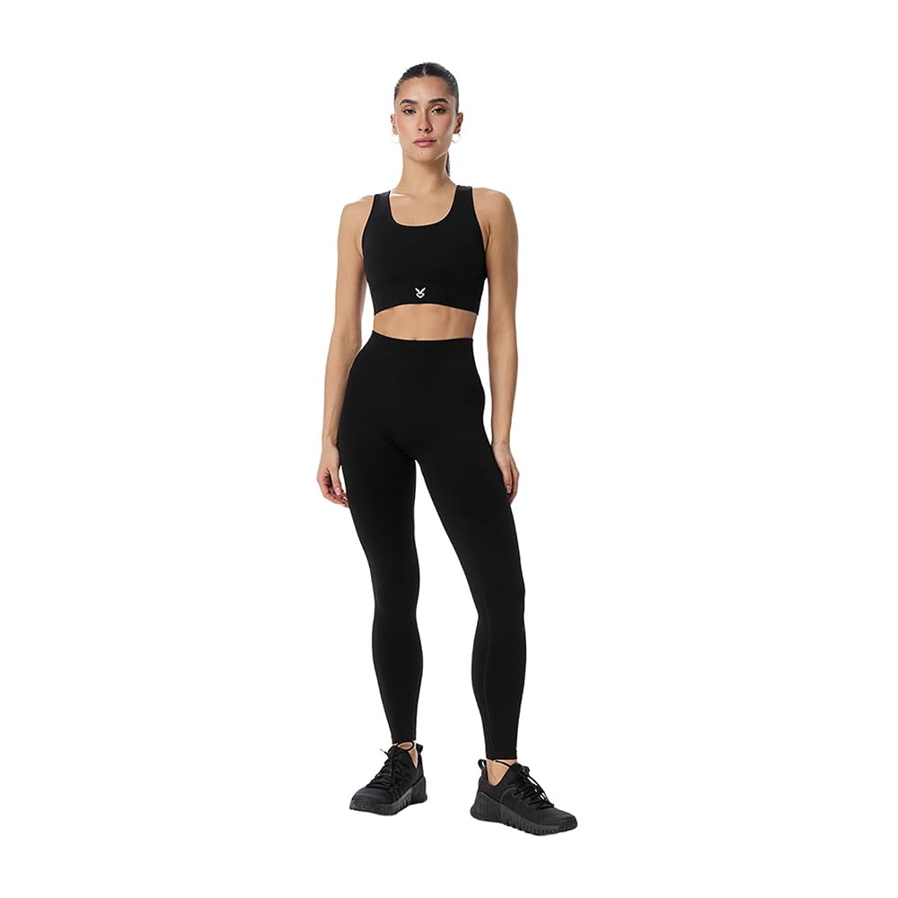 Women's Seamless Medium Support Sports Bra for Gym & Training-L Black-image-11