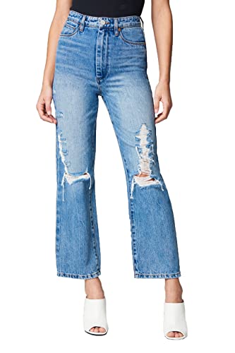 [BLANKNYC] Womens Sustainable High Rise Straight Leg Ripped Jeans, Stylish & Comfortable Pants