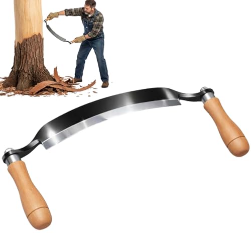 8'' Draw Knife Woodworking Curved Debarking Tool with Ergonomic Handle, 1095 High Carbon Steel Blade, Durable...