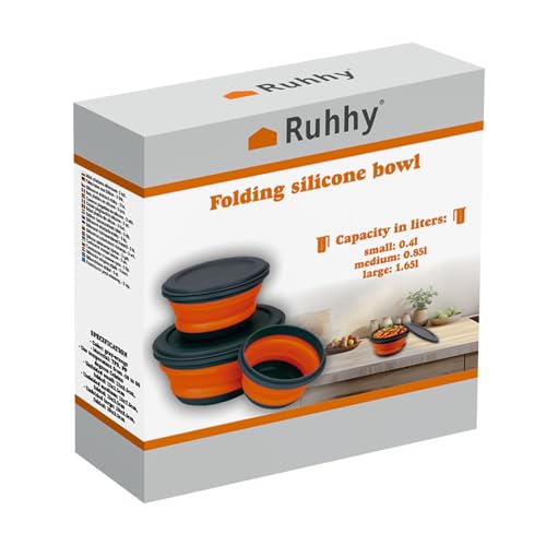 Faltbare Schüssel Rund 3 Stück Silikon Frischhaltebehälter Temperaturbeständig -10°C bis 80°C Aufbewahrung Reise Camping 20781