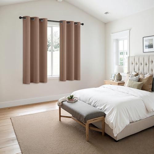 Image of MIULEE Blackout Curtains for Bedroom Living Room 2 Panels, Thermal Insulated Room Darkening Drapes Grommet Noise Reducing Light Blocking Window Treatments 63 Inches Long 40x63 Inch Cappuccino