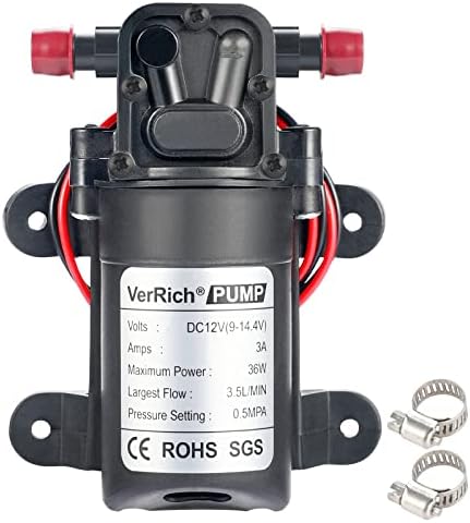 12V Water Pumps,VerRich 36W High Pressure self Priming Micro Diaphragm Pump for Motorhome,Caravan