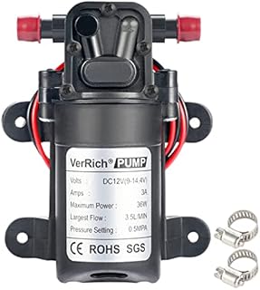 12V Water Pumps,VerRich 36W High Pressure self Priming Micro Diaphragm Pump for Motorhome,Caravan