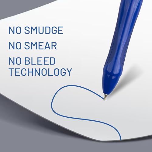 Image of Anupam Snapy Roller Gel Pen 0.5 mm, Waterproof Smooth Quick-Dry Dark Ink, Comfortable Grip Exam & Office Pen, Refillable (3 Blue Body BlueInk, 1 Black Body BlackInk)