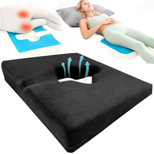10 Best Chair Cushion for Bed Sores: Comfort and Pressure Relief 10 FoKon Gel Wheelchair Seat Cushion,Bed Sore Cushions for Butt,Relieve Sciatica,Coccyx,Pressure Sore Cushion for Office Chairs&Car,Ulcer Pain Relief Pillow,Removable&Washable Cover (Plush-Fabric Black)