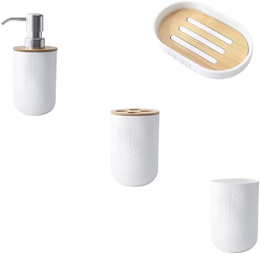 Cabilock 1set Bathroom Accessory Toothbrush Cup Soap Dish Liquid Soap Dispenser and Mouthwash Cup Stylish and Practical Storage for Home Use