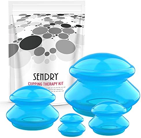 SENDRY Cupping Therapy Set- Professional Silicone Vacuum Suction Cupping Massage Therapy for Prevent Cellulite and Facial Muscle Pain – Fascia and Body Relaxation (4 pcs)
