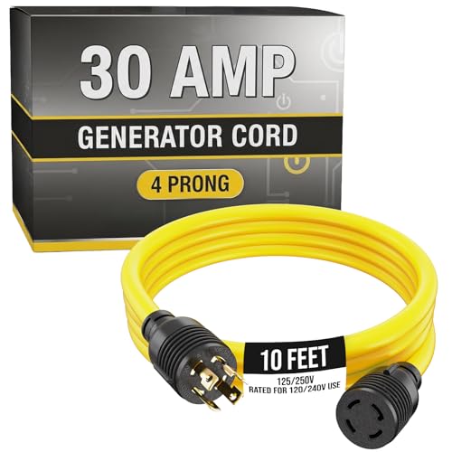 Houseables 30 Amp Generator Cord, Generator Cord, NEMA L14-30P to L14-30R, 30 Amp Extension Cable...