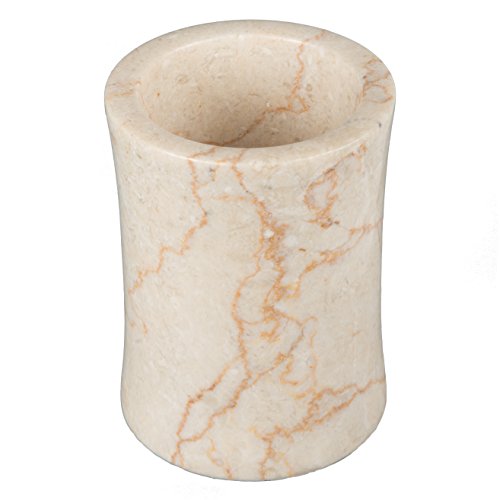 Creative Home Natural Champagne Marble Fenway Collection Tumbler Toothbrush Holder Makeup Brush Holder Bathroom Countertop Organizer, 3.3