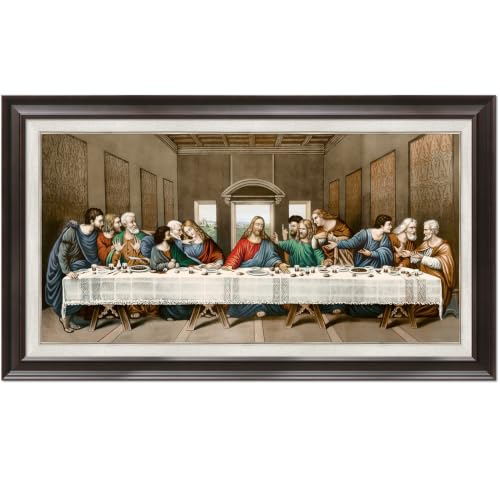 DECORARTS The Last Supper Wall Art with Liner, Dark Wood Framed, 34x20''