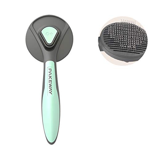 Dog Cat Brush,Pet Shedding Grooming Brush Remove Loose Undercoat Tangled Hair,Pet Self Cleaning Slicker Brush With Needle (Mint Green)