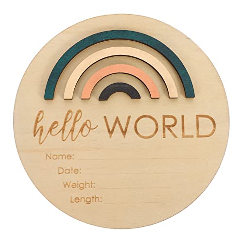 ibasenice Infant Milestone Photo Prop Wooden Baby Birth Signs for Newborn Baby Shower Decorative Cards