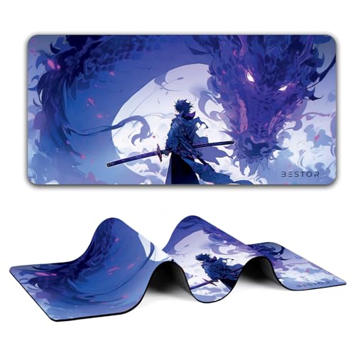 Image of BESTOR Anime Series DragonWarrior Anime Mouse pad with Anti-fray Stitching, Waterproof Surface & Non-Slip Rubber Base Stitched Edges Gaming Mouse Mat for Laptop (60cmx34cm)