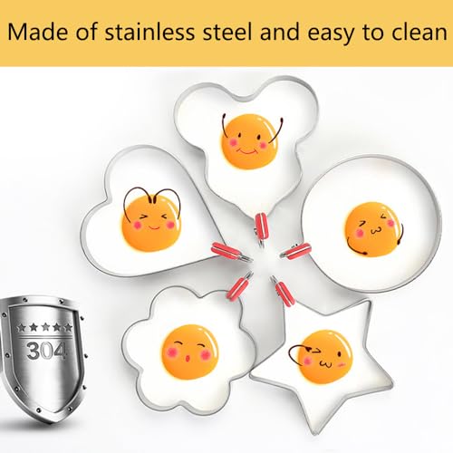 GZMAISULEE Egg Ring Molds for Cooking 5 Pack Griddle Egg Rings Stainless Steel Egg Cooking Rings Round Pancake Mold Set - Image 3