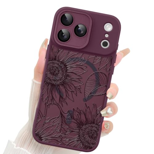 Coque Magsafe iPhone 17 Pro Max Fiyart Sunflower bordeaux antichoc