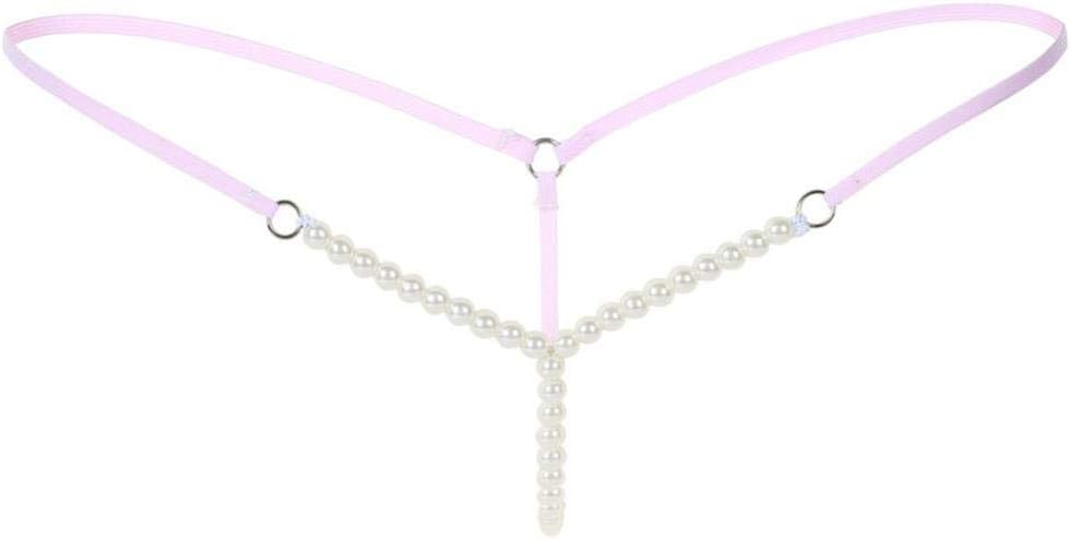 TWGONE Sexy Women Pearl G-String and Thongs Solid Low Waist Erotic Underwea