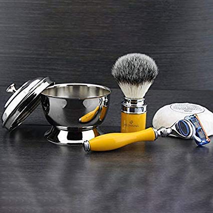 Bout Argenté Synthétique Blaireau & 5 Bord Tête Cover