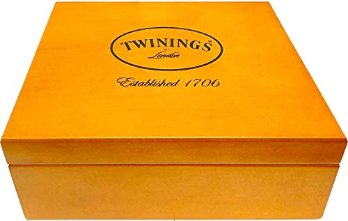 Twinings of London 6 Slot Wood Chest Gift Set Tea Variety Sampler, 60 Count (10 of Each Flavor - Green, Earl Grey, English Breakfast, Lemon & Ginger, Peppermint, Irish Breakfast)