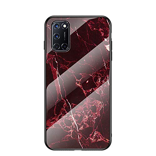 Jiajihua Cover Compatible with Oppo A74 4G / A95 4G / F19 【PC Panel+Tempering Glass+TPU Silicone】 3 in 1 Shockproof Phone Case Red