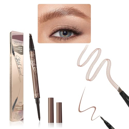 New Microblading Eyebrow Pen (Brown), 3D Waterproof Microblading Eyebrow Color with 4 Fork Tip Tattoo, Long-Lasting Natural Eyebrow Pencil, Advanced Professional Hair-Like Brow Pen for Women image 5