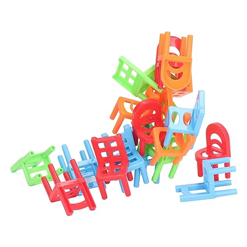 Hiraith Juego de Sillas Apilables para Niños de 18 Piezas, Divertido Juego de Mesa de Juguete con Silla de Equilibrio Interactiva Familiar, Ejercicio de Coordinación Mano-Ojo, para