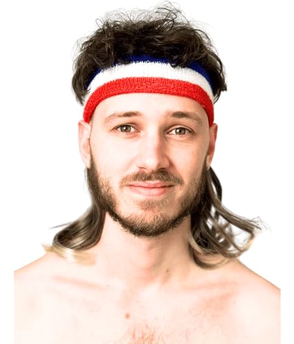 ALLAURA Mullet Headband Wig | 80s Wig Men Mullet Wig Men — One Size (Headband Included) (Two Tone)