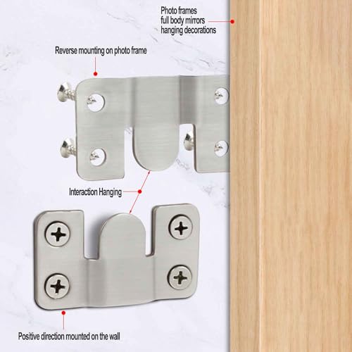 Image of 20PCS Stainless Steel Interlocking, Flush Mount Bracket Interlocking Brackets Z Shaped Clip Bracket Photo for Picture Hanging and Sectional Couch Connectors