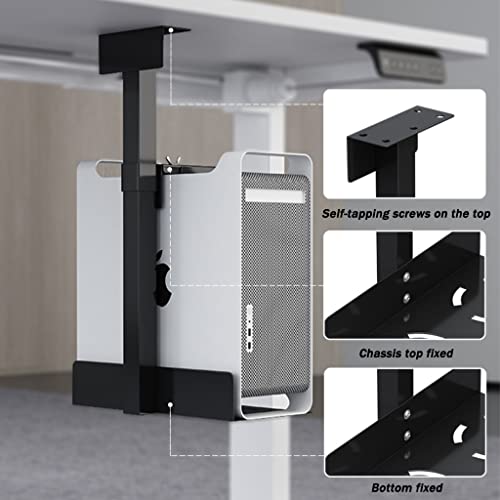 Soporte para CPU de suelo, soporte ajustable para torre de computadora de escritorio, montaje bajo escritorio, ancho ajustable de 13,5 a 23,5 cm, apto para la mayoría de tamaños, negro/blanco miniatura 5