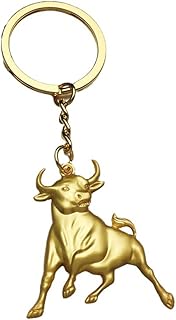 ARFUKA Keychain Cattle Pendant Keyring Metal Key Ring Charm Jewellery Christmas Birthday Gift Keychains Key Chain Key Ring Holder for Men and Women Gold